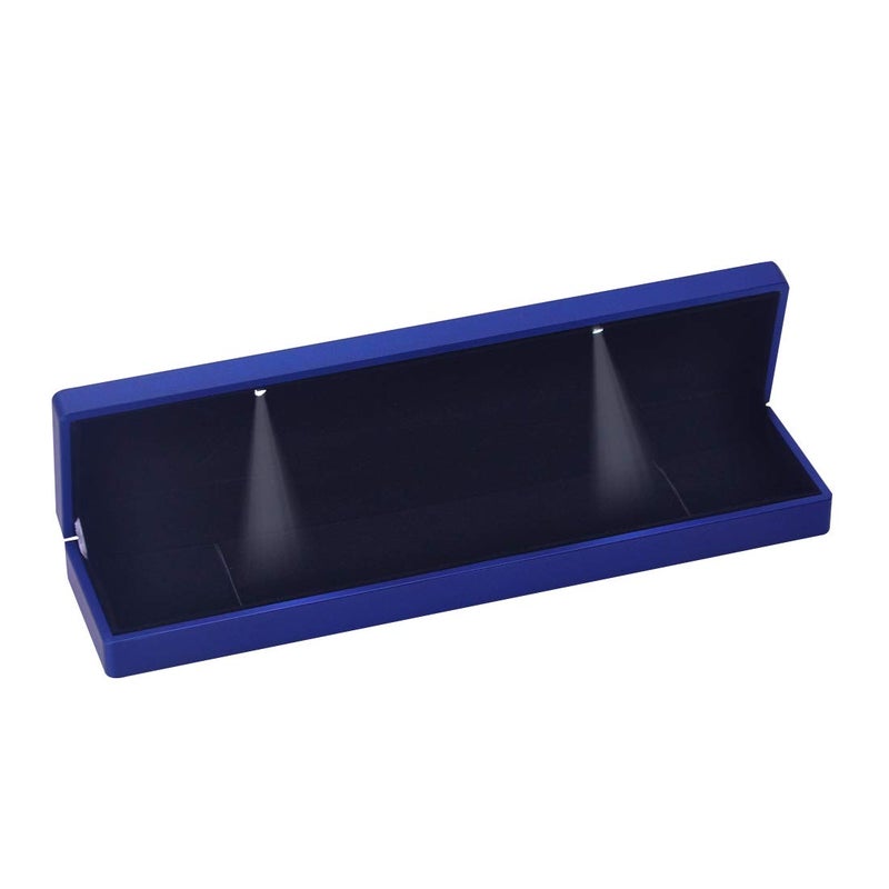 iSuperb LED Light Long Necklace Box Chain Bracelet Box Jewelry Display Case 9x 2.2x1.4 inches Storage Deep Blue Jewelry Gift Box - Image 4